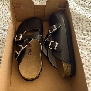 Leather imported clogs-new; never worn